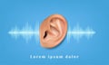 Hearing test banner background. Realistic vector icon of human ear Royalty Free Stock Photo