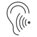 Hearing test solid icon, Medical tests concept, Volume listen sign on white background, Sound wave going through human