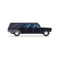 Hearse black car. Flat style icon. Isolated illustration. Coffin Transport.