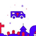 Hearse car filled line icon, simple vector illustration