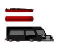 Hearse and coffin cartoon style. Funeral car vector illustration