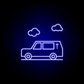 hearse, death, car outline blue neon icon. detailed set of death illustrations icons. can be used for web, logo, mobile app, UI,