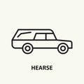 Hearse flat line icon. Vector illustration