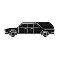 Hearse icon in black style isolated on white background. Funeral ceremony symbol stock vector illustration.