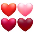 Vector red hearts set for Valentine\'s day cards. Stickers collection