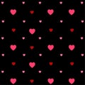 Seamless Pink heart pattern vector on black background. Royalty Free Stock Photo