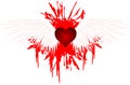 Heart with wings on spot of blood isolated