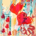 Heart abstract psychedelic background graffiti grunge texture Royalty Free Stock Photo