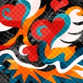 Heart abstract psychedelic background graffiti grunge texture Royalty Free Stock Photo