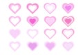 Abstract soft pink gradient with blurry hearts isolated on white background. Royalty Free Stock Photo