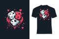 Heart-Adorned Dice T-Shirt Print: Romantic Vector Design
