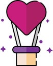 Heart air balloon Icon With Lineal Color Style Royalty Free Stock Photo