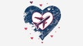 Heart Airplane Route Travel Concept. Abstract Vector Illustration of Airplane Flying with Heart Shape Trail