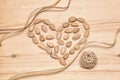 Heart of almonds - a symbol of love Royalty Free Stock Photo