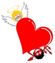 Heart with angel and devil Royalty Free Stock Photo