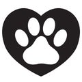 Heart with animals footprint icon on white background. flat style. pet paw in heart symbol. love paw sign. dog paw and heart logo Royalty Free Stock Photo