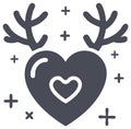 Heart with Antlers and Festive Sparkles Royalty Free Stock Photo