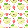 Heart of apples,heart,polka dot in seamless patter