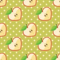 Heart of apples in seamless pattern on polka dot b