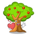 With heart apples on tree branch the character