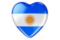 Heart with Argentinean flag, 3D rendering