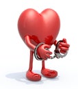 Heart with arms, legs and handcuffs on hands Royalty Free Stock Photo