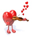 Heart with arms and legs who plays the violin