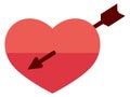 Heart with arrow. Color love icon. Romantic symbol