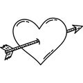 Heart Arrow Icon. Doddle Hand Drawn or Black Outline icon Style. Vector Icon