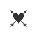 Heart with arrow icon isolated. Happy Valentine s day. Cupid dart pierced to the heart. Love symbol. Amour symbol. Flat Royalty Free Stock Photo