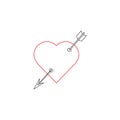 Heart with arrow icon. Valentines day vector line icon , design. Arrow of cupid, Love symbol with arrow. love concept