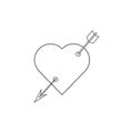 Heart with arrow icon. Valentines day vector line icon , design. Arrow of cupid, Love symbol with arrow