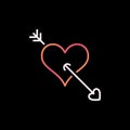 Heart with Arrow line colorful icon. Vector Valentines Day sign Royalty Free Stock Photo