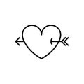 Heart with arrow, line flat design style icon. Love symbol, vector illustration Royalty Free Stock Photo