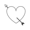Heart with arrow love valentine line