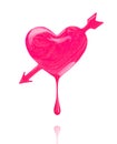 Heart with an arrow made of pink nail polish