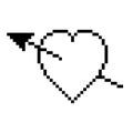 Heart and arrow outline pixel art