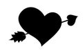 Heart arrow silhouette on white background. Illustration