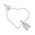 Heart with an arrow. Valentine`s Day. Wedding card. Romantic declaration of love