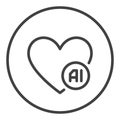 Heart with Artificial Intelligence sign vector AI outline round icon or symbol Royalty Free Stock Photo