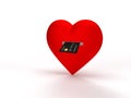Heart as bankomat and credit card on isolated background. Online shopping during Valentines Day with hearts Royalty Free Stock Photo