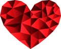 Heart as diamond, gemstone in red, crystal and heart logo