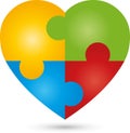 Heart as a puzzle, heart and helper logo