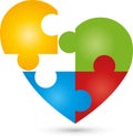 Heart as a puzzle, heart and helper logo