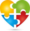 Heart as a puzzle, Puzzle logos and signs, buttons and icons collection, game logos Royalty Free Stock Photo