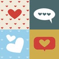 Heart as a symbol of romance, online love correspondence concept, flat vector stock illustration as a square card