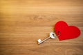 heart attached to a key, key to your heart, close up Royalty Free Stock Photo