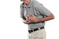 Heart attack concept: man keep his hands on his heart in a gesture of pain Royalty Free Stock Photo