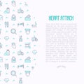 Heart attack concept with thin line icons Royalty Free Stock Photo