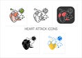 Heart attack icons set